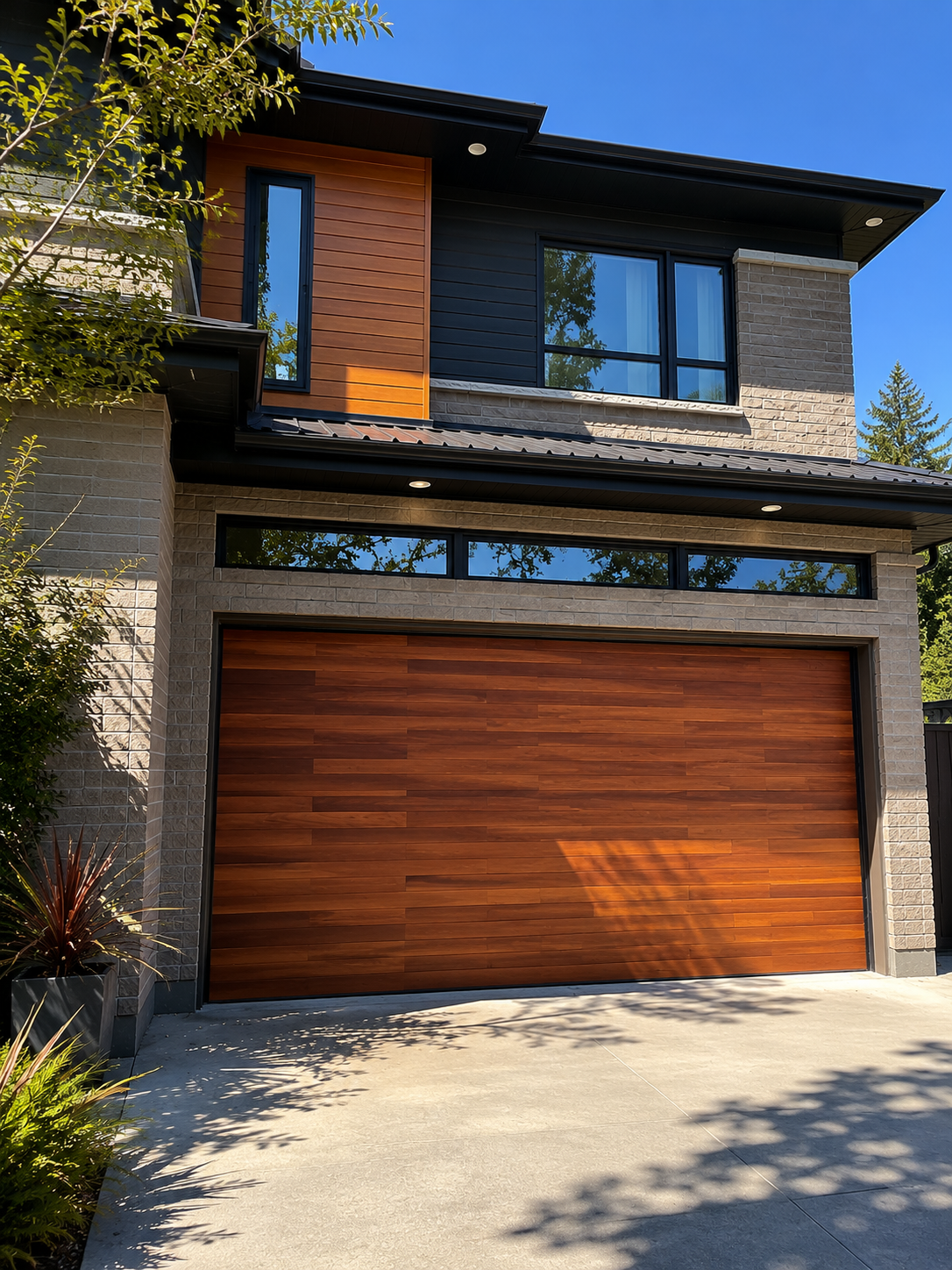 Faux-wood carriage garage door on a Mountain View neighborhood home in Martinez